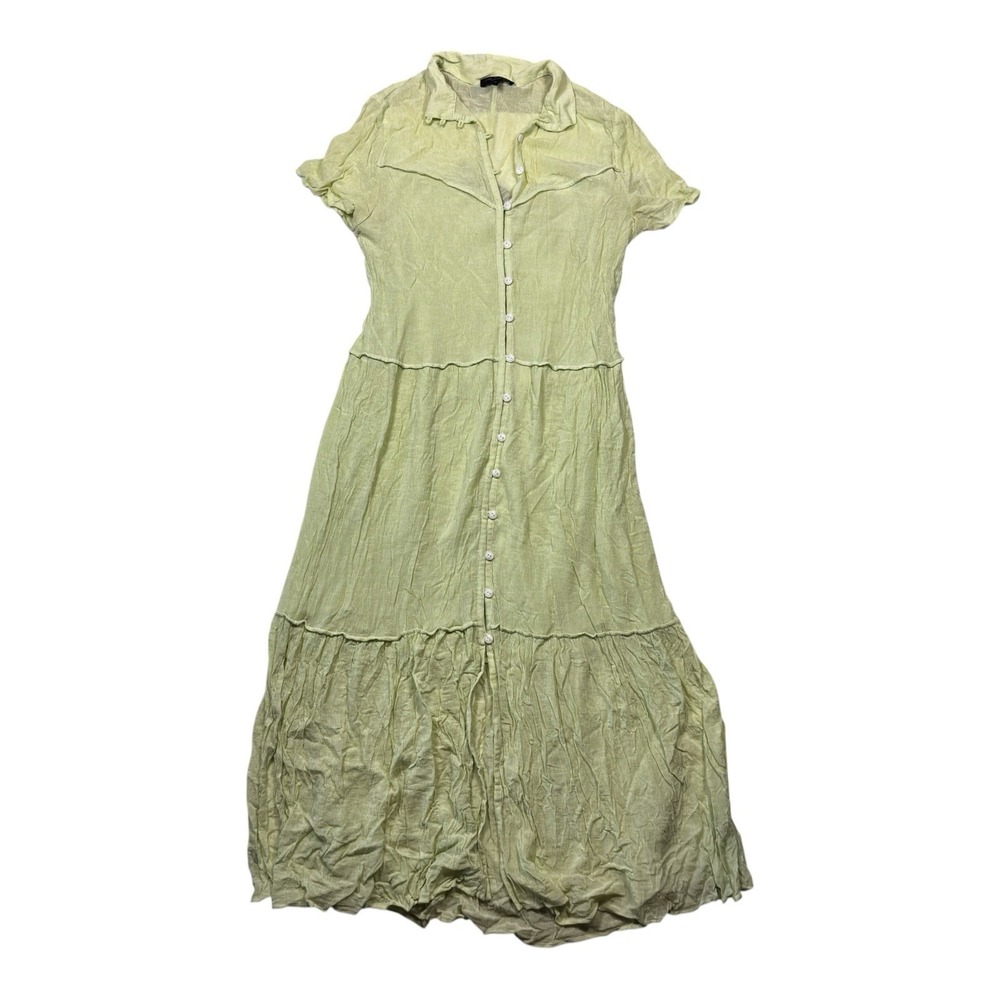 Rag & Bone Libby Tiered Seam Crinkle Dress Short Sleeve Flowy Midi Small